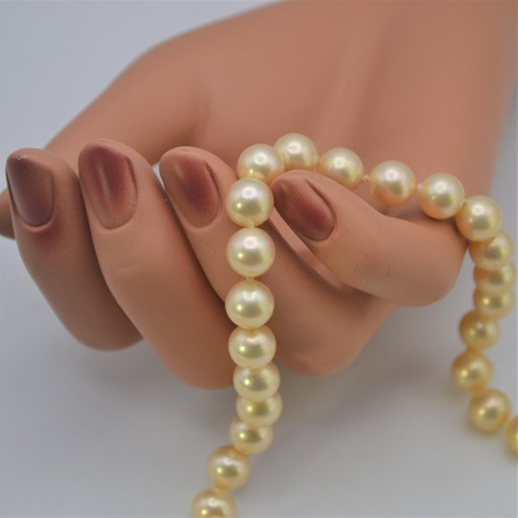 Vintage Majorica Cream Rose Pearl Choker Necklace 8mm - Picture 5 of 11